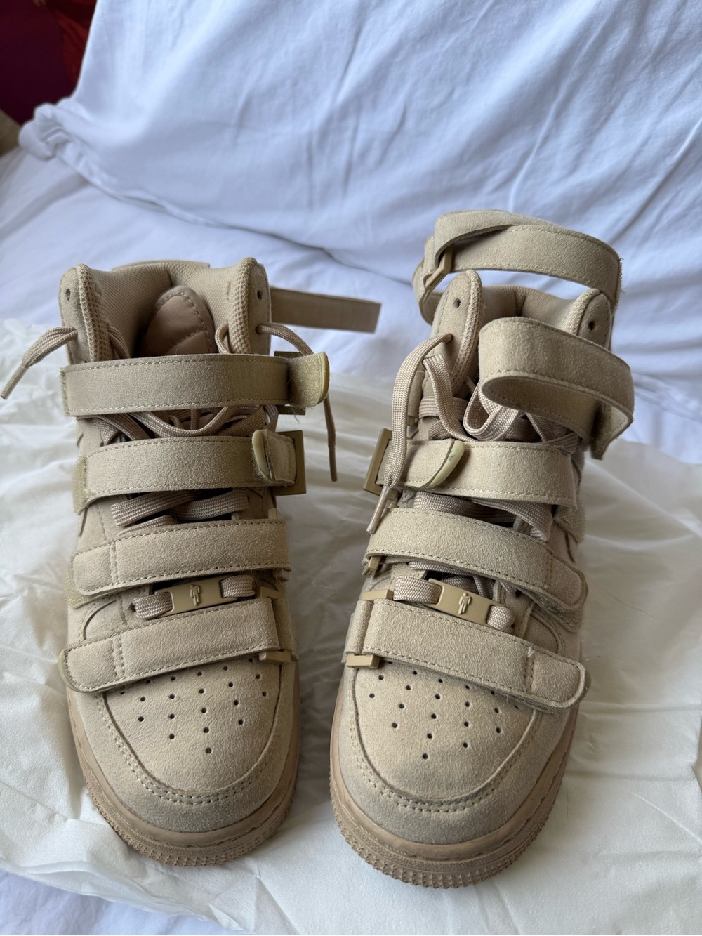 Nike Tan High-Top Strap Sneakers